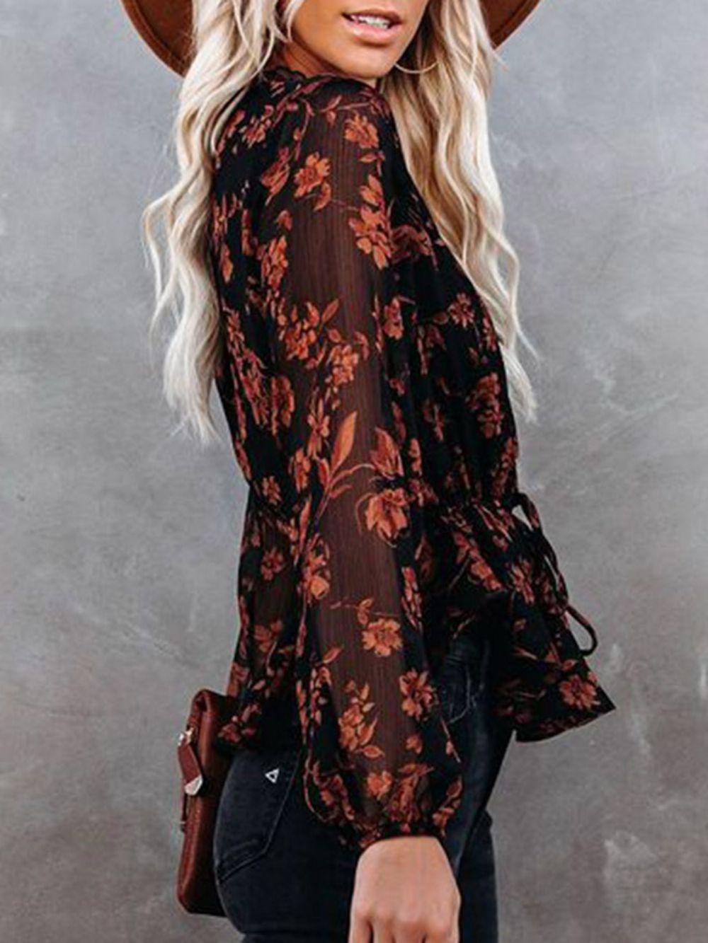 Standaard Blouse Dames Met Normale Bloemen En Veters