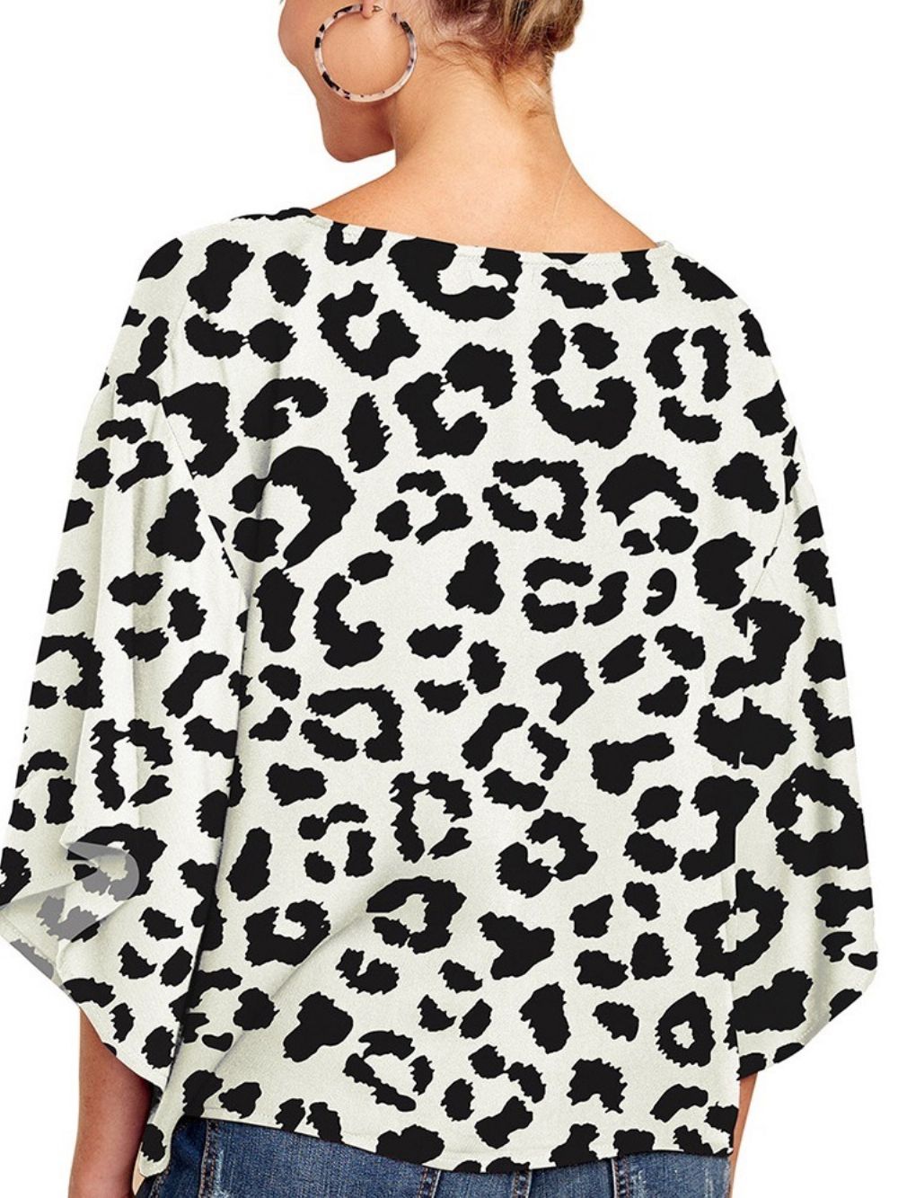 Standaard Blouse Met Uitlopende Mouwen En V-Hals Print Dames