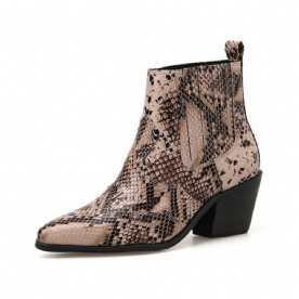 Kleurblok Chunky Heel Slip-On Serpentine Enkellaarsjes Dames