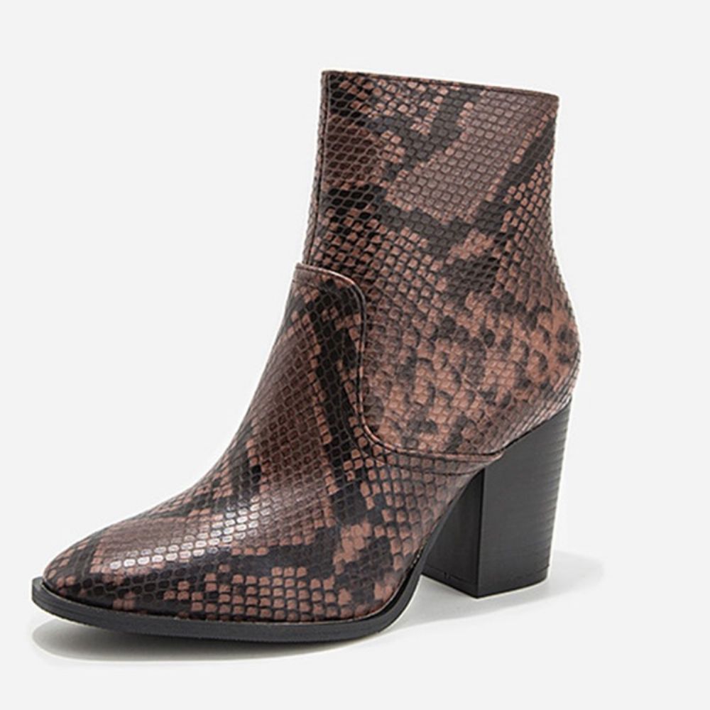 Serpentine Chunky Heel Puntige Teen Zijrits Laarzen Dames