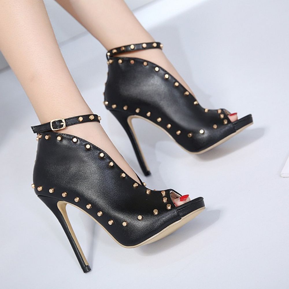 Stiletto Heel Effen Peep Toe Stiletto Heel Western Laarzen