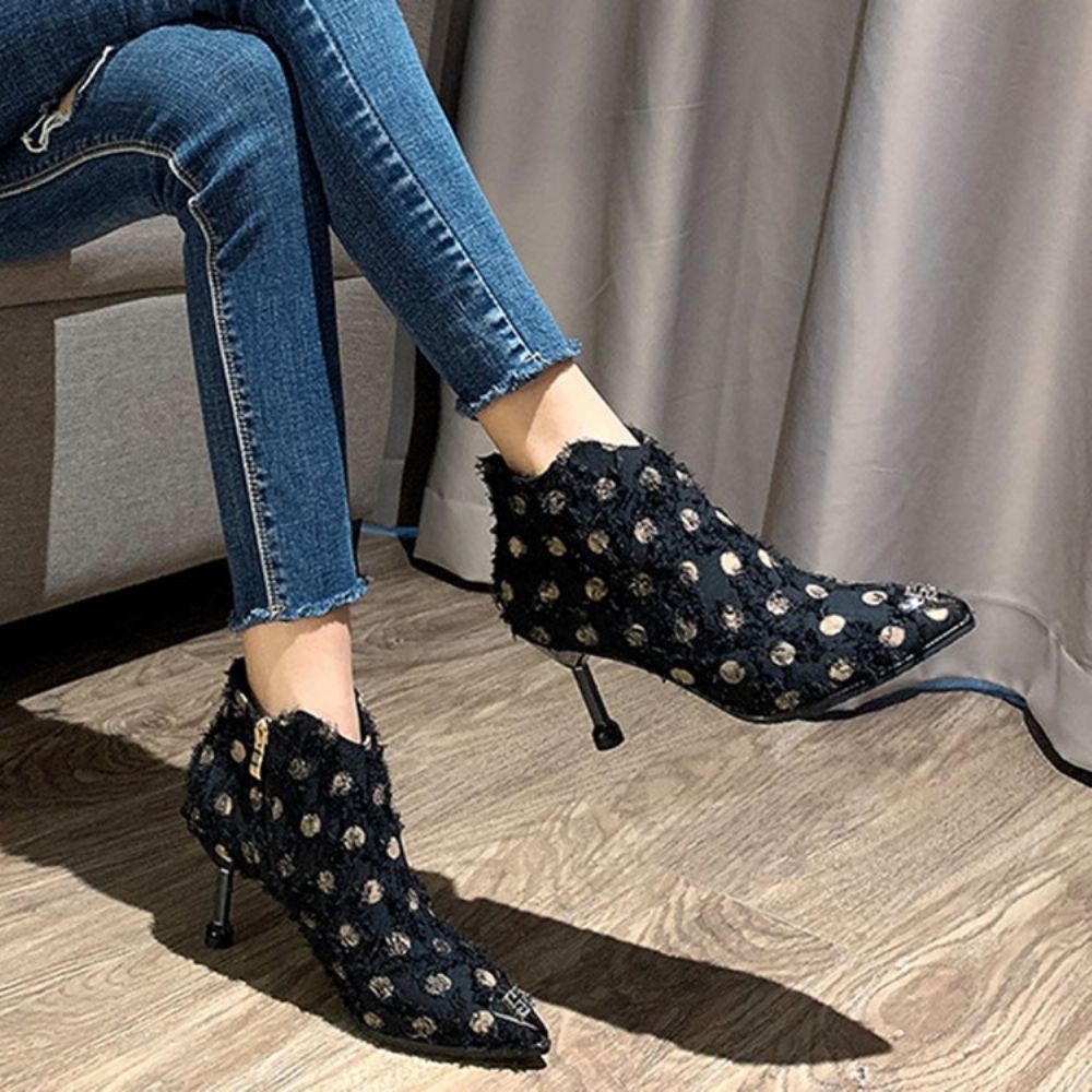 Stilettohak Spitse Teen Zijrits Pu Casual Laarzen