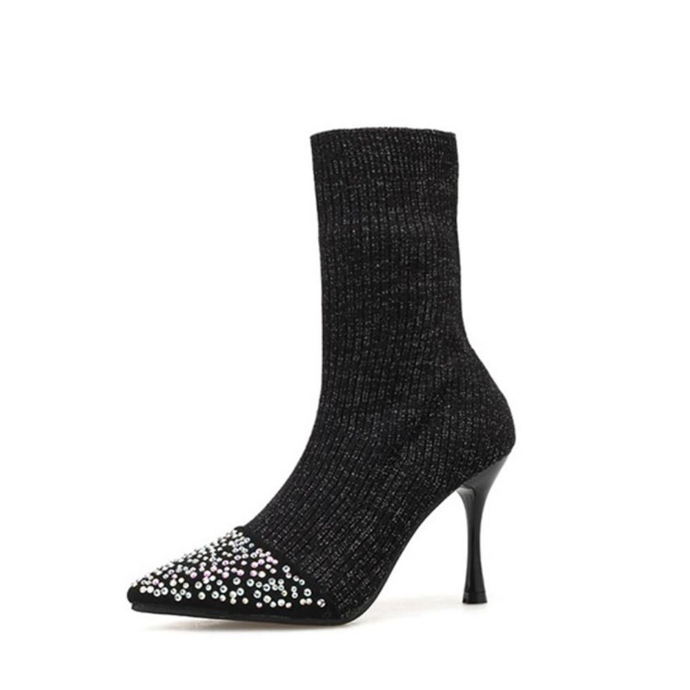 Strass Instappers Stiletto Heel Enkellaarsjes Dames