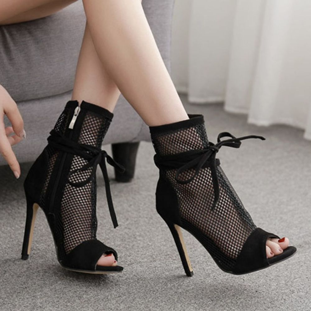 Zijrits Peep Toe Stiletto Holle laarzen met hakken