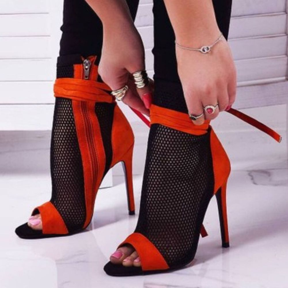 Zijrits Peep Toe Stiletto Holle laarzen met hakken