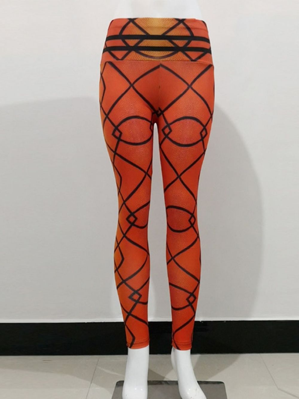 Ademende Geometrische Polyester Print Running Yoga Broek Over De Volledige Lengte Tiktok Legging Met Hoge Taille