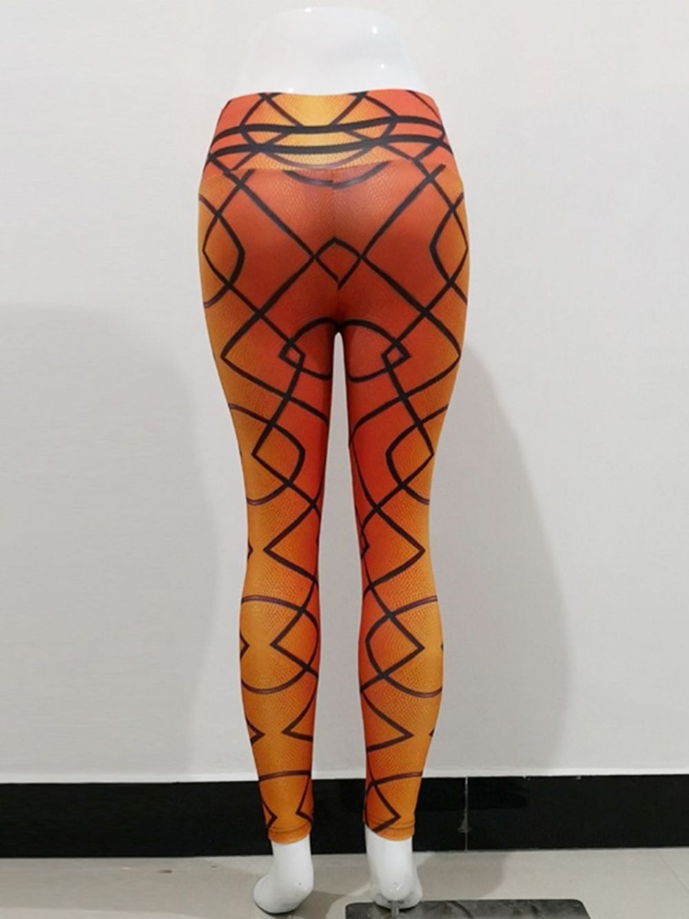 Ademende Geometrische Polyester Print Running Yoga Broek Over De Volledige Lengte Tiktok Legging Met Hoge Taille