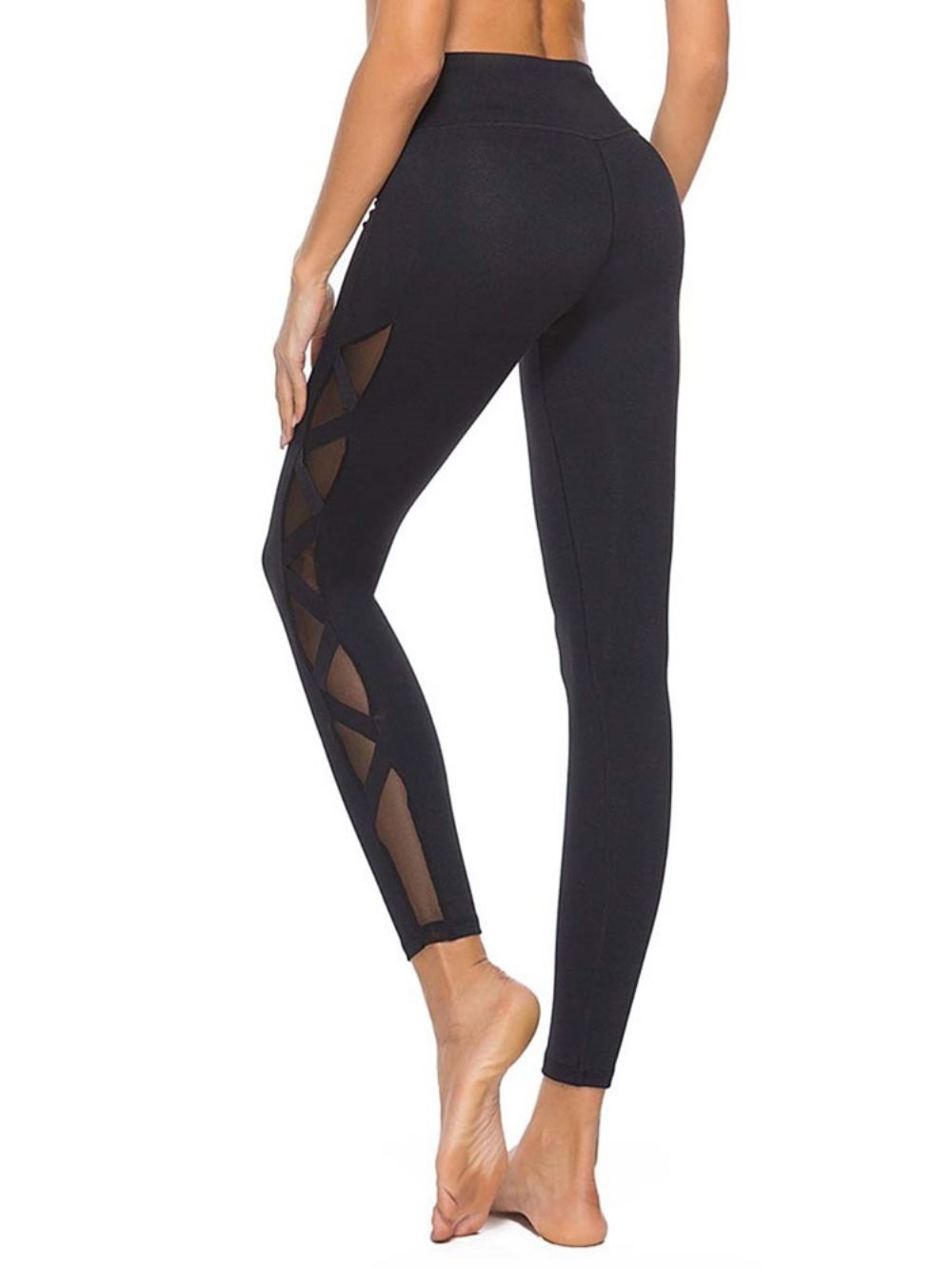 Ademende Mesh Patchwork Effen Pingpong Yoga Broek Hoge Taille Tiktok Legging