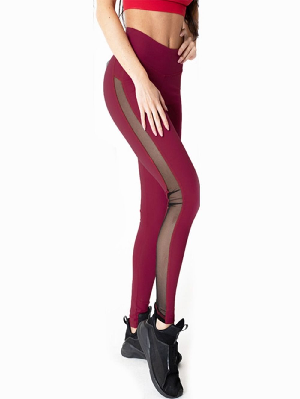 Ademende Mesh Patchwork Legging Over De Volledige Lengte Yoga Broek Hoge Taille Tiktok Legging