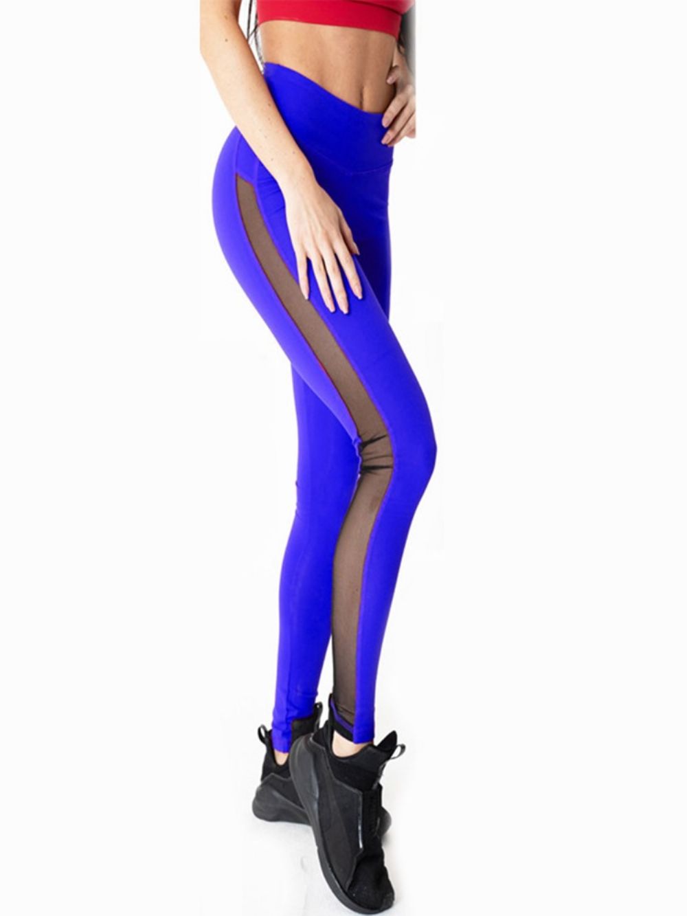 Ademende Mesh Patchwork Legging Over De Volledige Lengte Yoga Broek Hoge Taille Tiktok Legging