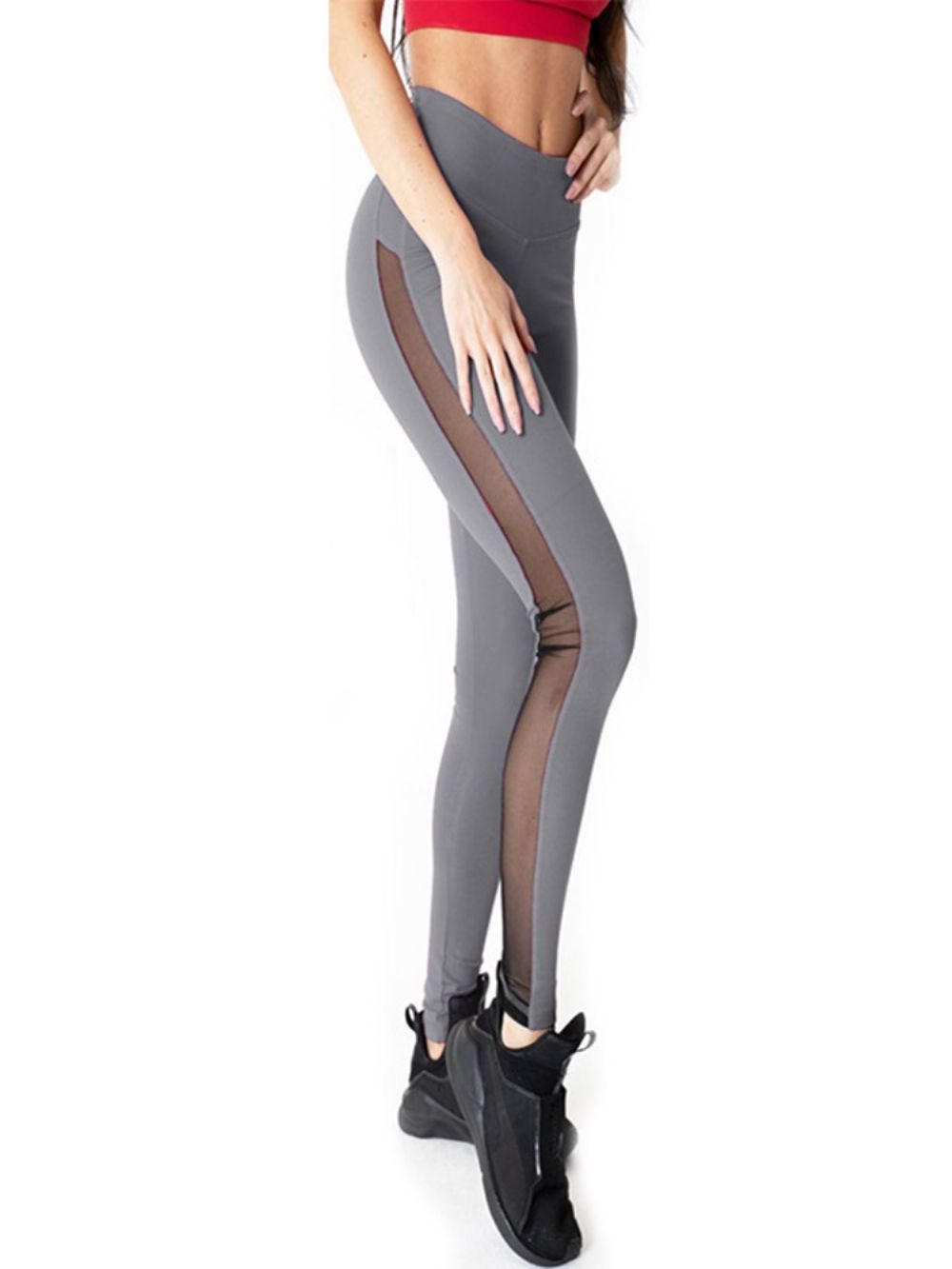 Ademende Mesh Patchwork Legging Over De Volledige Lengte Yoga Broek Hoge Taille Tiktok Legging