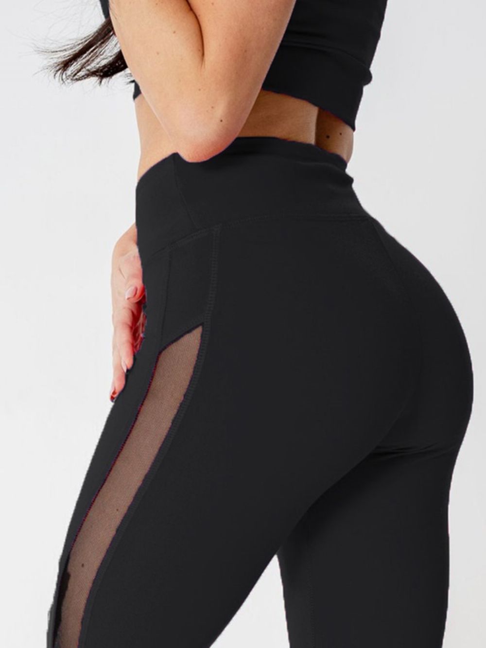 Ademende Mesh Patchwork Legging Over De Volledige Lengte Yoga Broek Hoge Taille Tiktok Legging