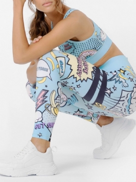 Afdrukken Ademende Cartoon Polyester Pullover Yoga Kledingsets