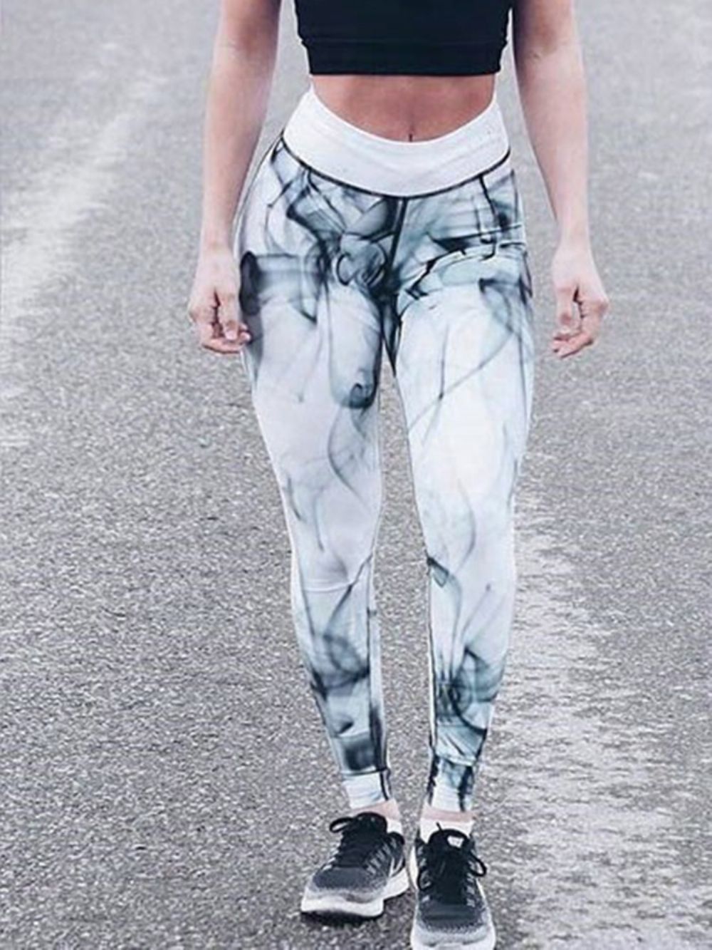 Afdrukken Sneldrogend Kleurblok Ademend Leggings Over De Volledige Lengte Yogabroek Tiktok-Legging Met Hoge Taille