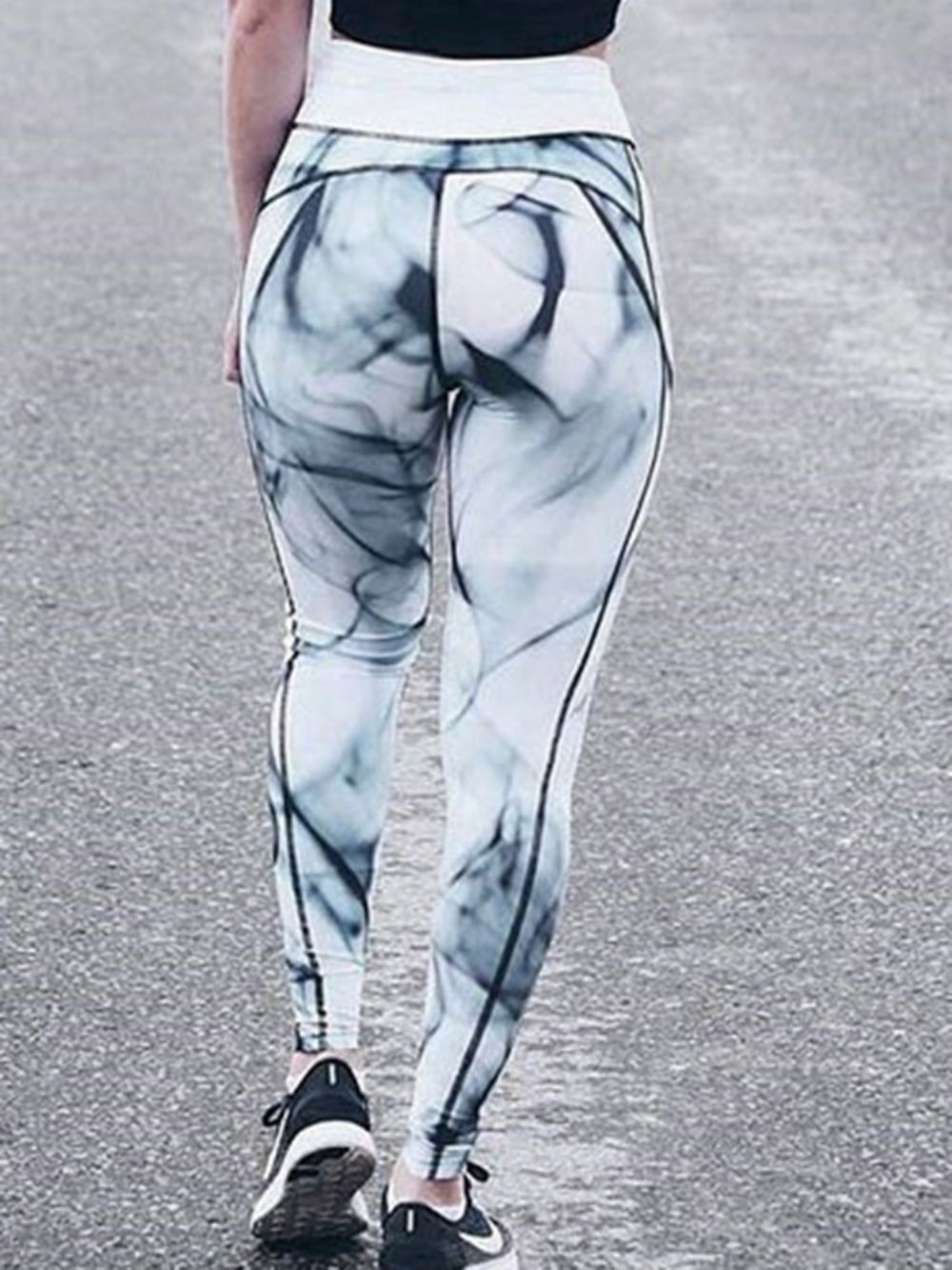 Afdrukken Sneldrogend Kleurblok Ademend Leggings Over De Volledige Lengte Yogabroek Tiktok-Legging Met Hoge Taille