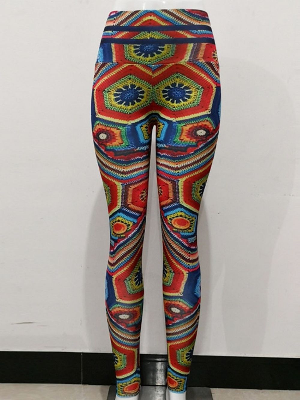 Anti-Zweet Geometrisch Polyester Print Running Yogabroek Over De Volledige Lengte Tiktok-Legging Met Hoge Taille