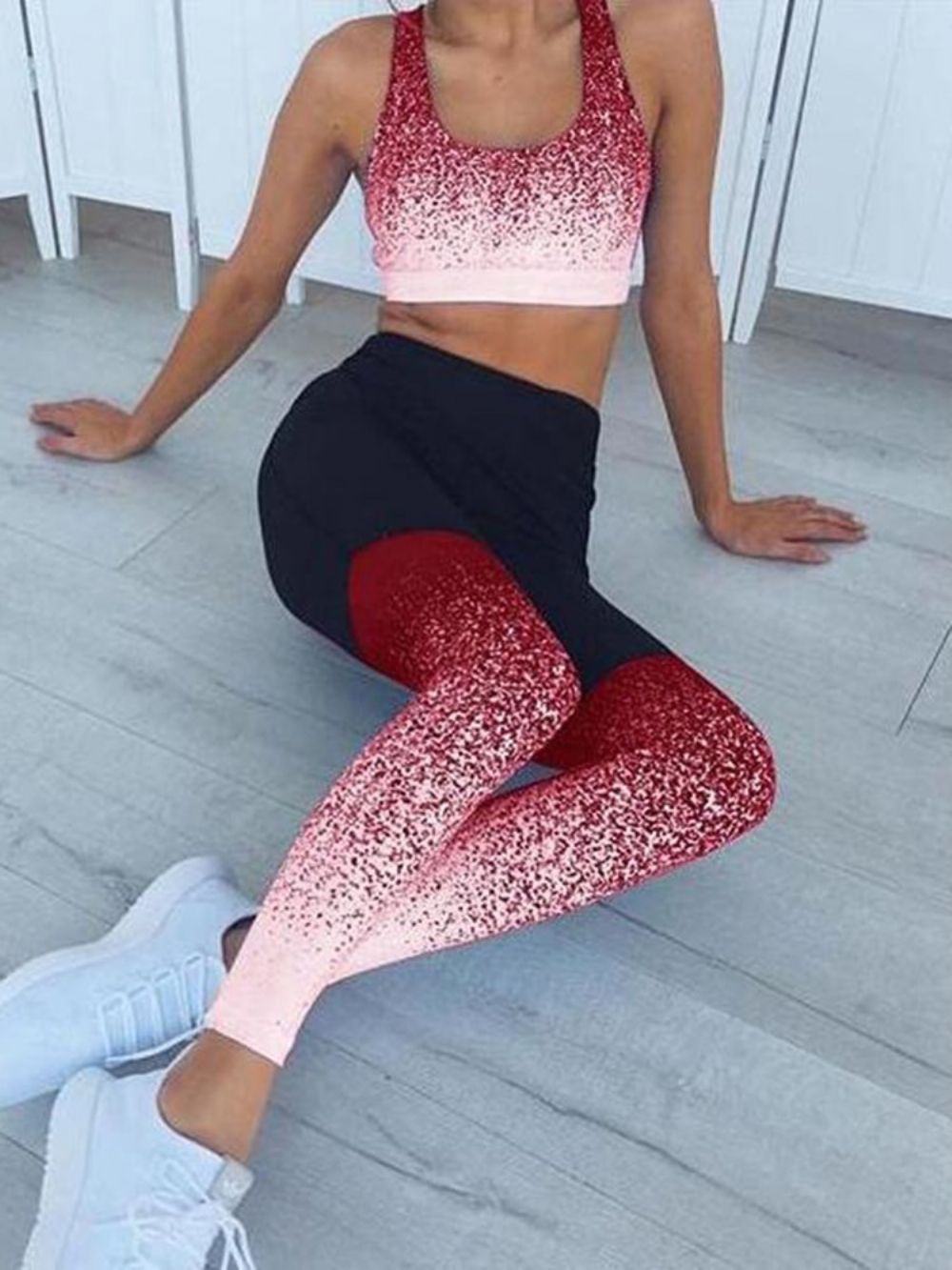 Bloemenprint Ademende Patchwork Yoga Broek Yoga Broek Hoge Taille Tiktok Leggings