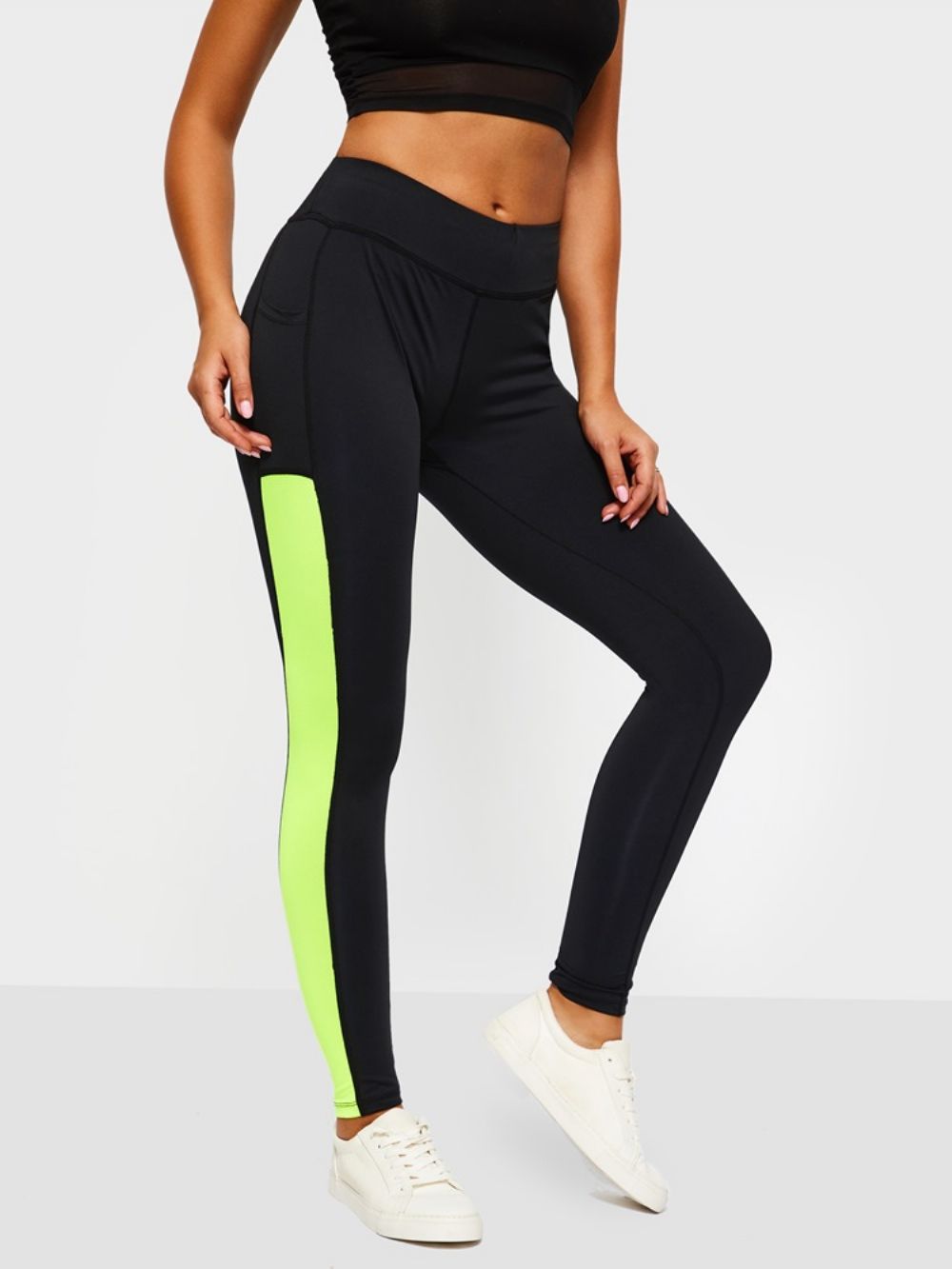 Dames Anti-Zweet Kleurblokzakken Running Yoga Legging Yoga Broek Hoge Taille Tiktok Legging