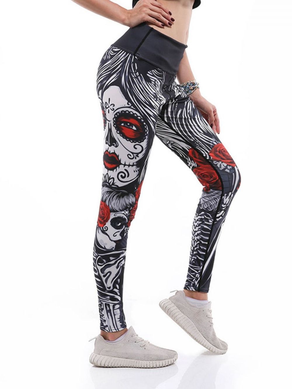 Dames Print Cartoon Anti-Zweet Gym Sport Yoga Broek Hoge Taille Tiktok Leggings