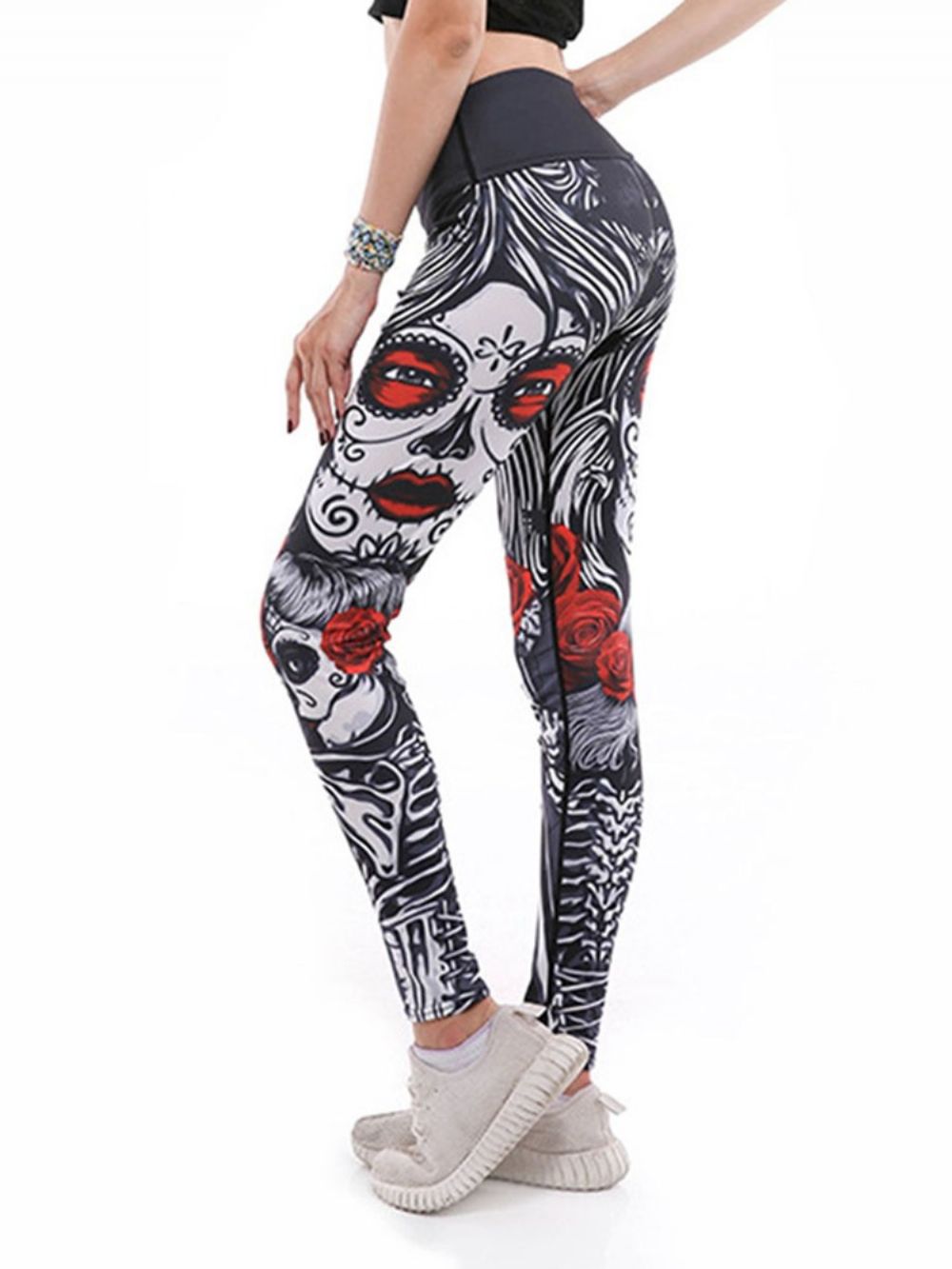 Dames Print Cartoon Anti-Zweet Gym Sport Yoga Broek Hoge Taille Tiktok Leggings