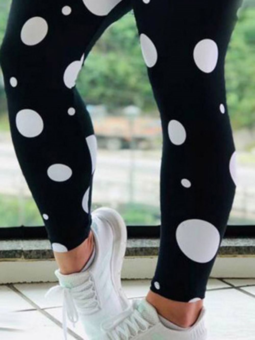 Dames Print Polka Dots Volledige Lengte Yoga Broek Hoge Taille Tiktok Legging