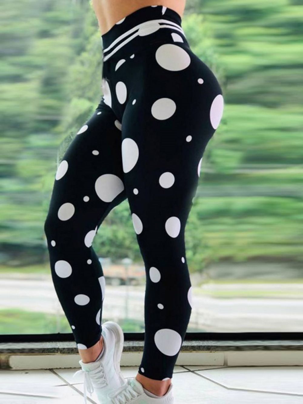 Dames Print Polka Dots Volledige Lengte Yoga Broek Hoge Taille Tiktok Legging