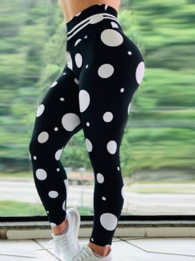 Dames Print Polka Dots Volledige Lengte Yoga Broek Hoge Taille Tiktok Legging