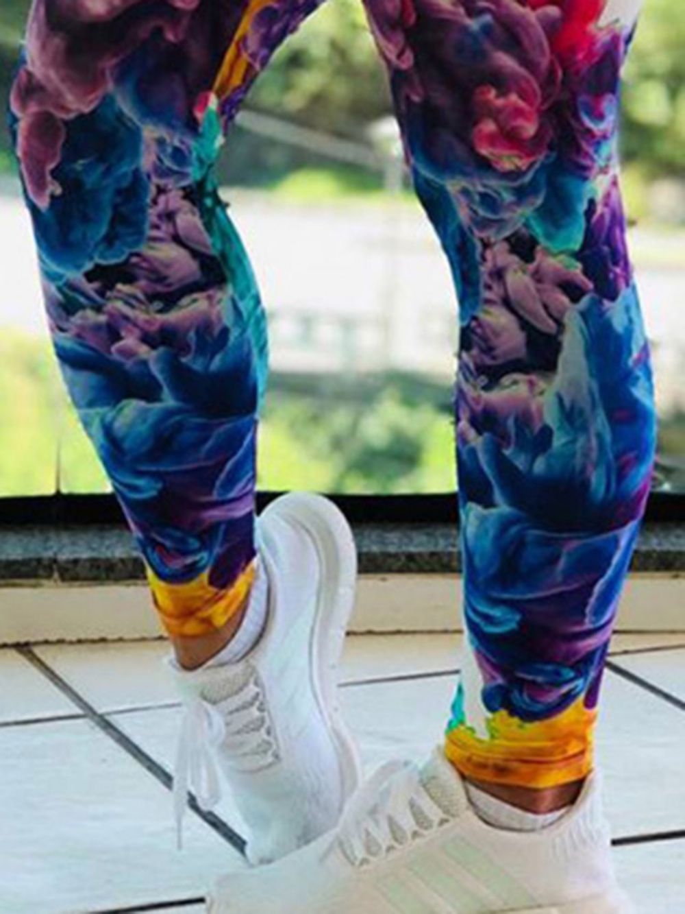 Dames Sportlegging Met Bloemenprint En Volledige Lengte Yogabroek Tiktok-Legging Met Hoge Taille