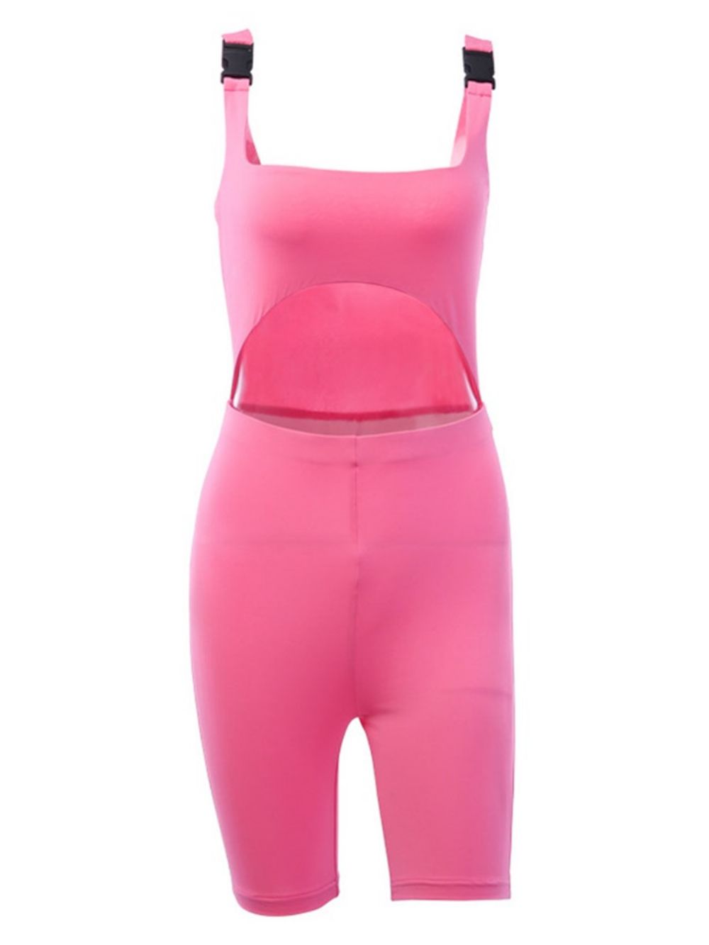 Effen Casual Sportjumpsuit Met Strakke Tas En Gesp Dames