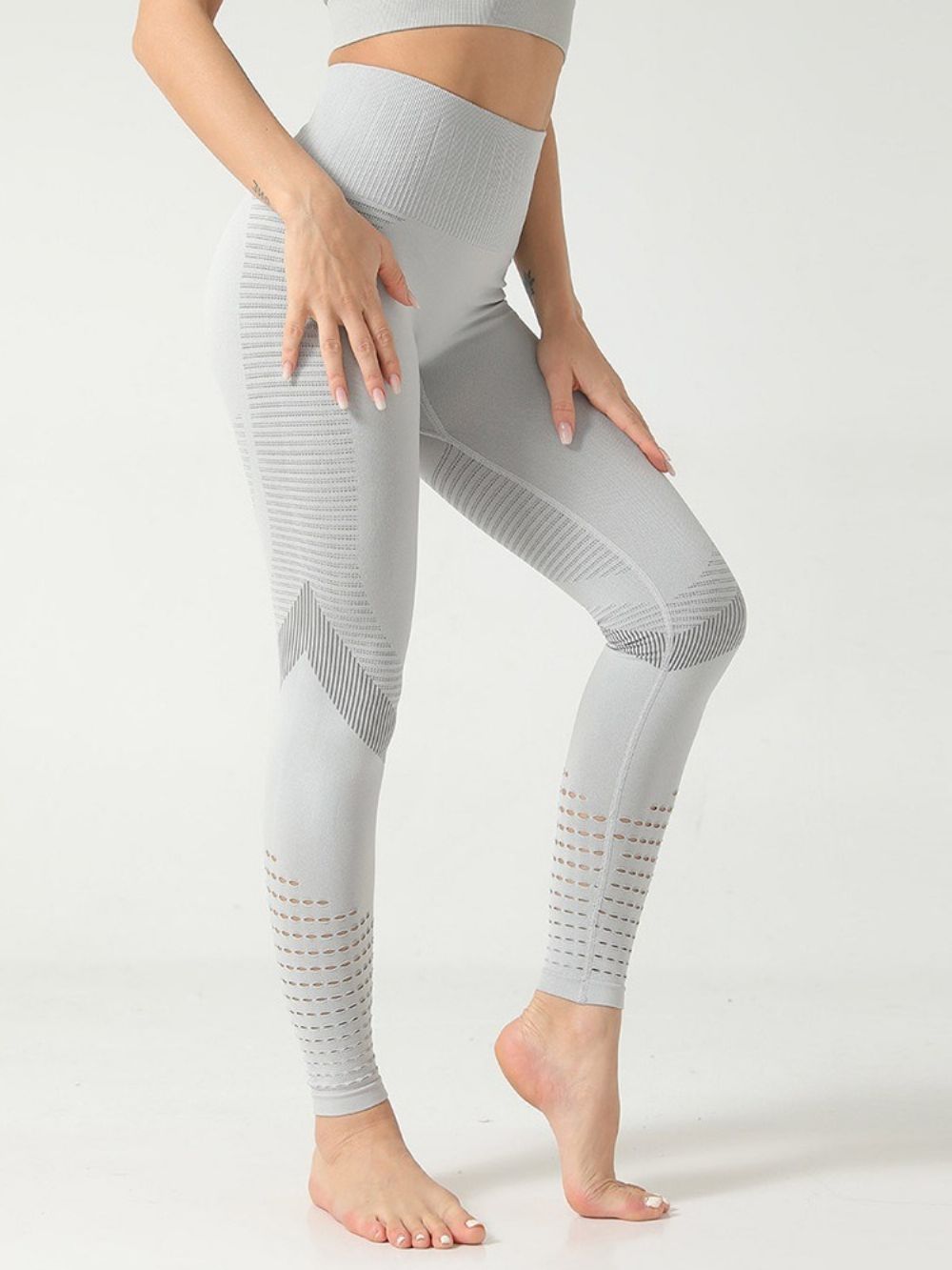 Effen Patchwork Nylon Anti-Zweet Yogabroek Over De Volledige Lengte Tiktok-Legging Met Hoge Taille