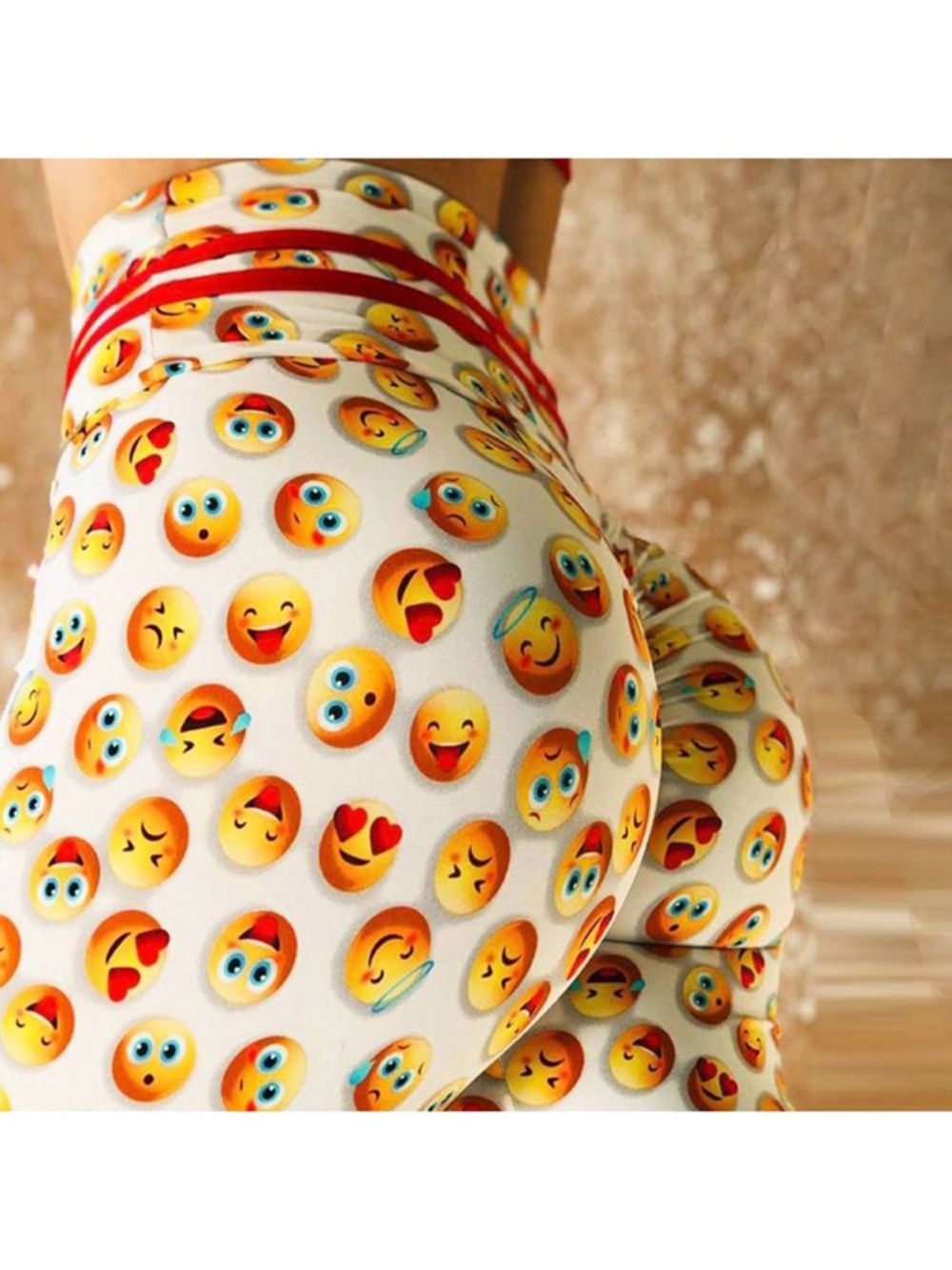 Emoticon Print Sneldrogende Leggings Dames Yogabroek Hoge Taille Tiktok Leggings