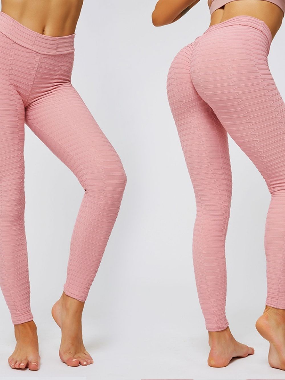 Gestreepte Nylon Vrouwelijke Enkellange Yogabroek Tiktok-Legging Met Hoge Taille