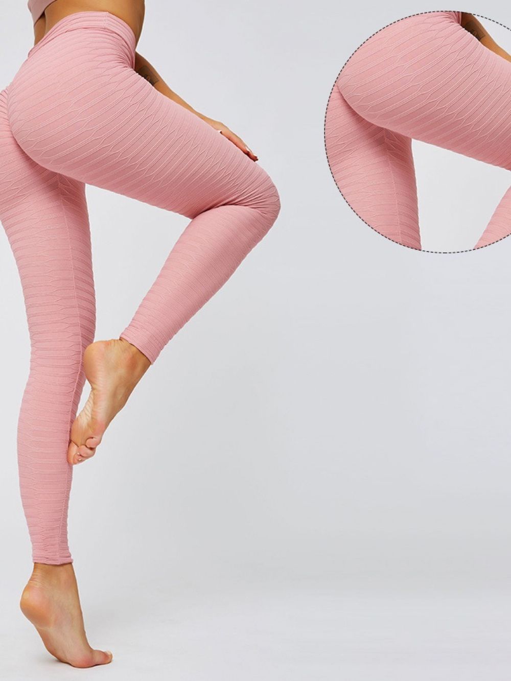 Gestreepte Nylon Vrouwelijke Enkellange Yogabroek Tiktok-Legging Met Hoge Taille