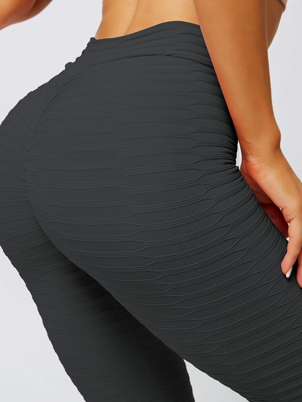 Gestreepte Nylon Vrouwelijke Enkellange Yogabroek Tiktok-Legging Met Hoge Taille