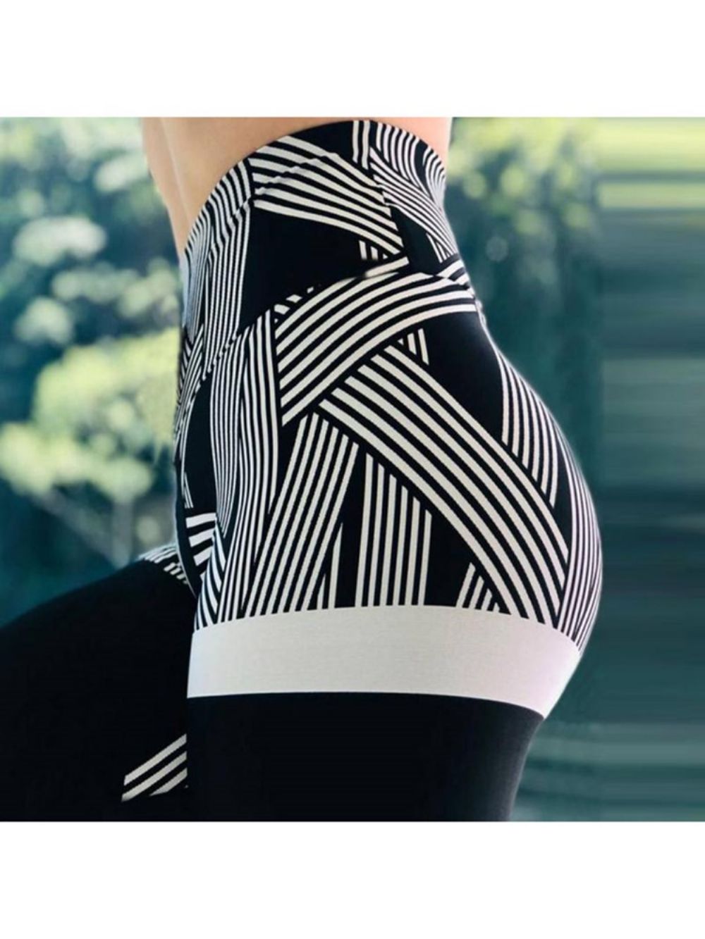 Gestreepte Print Sneldrogende Hoge Taille Dames Leggings Yoga Broek Hoge Taille Tiktok Leggings