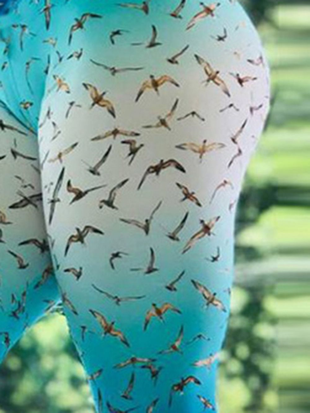 Gradient Bird Print Full Length Dameslegging Yogabroek Hoge Taille Tiktok-Legging