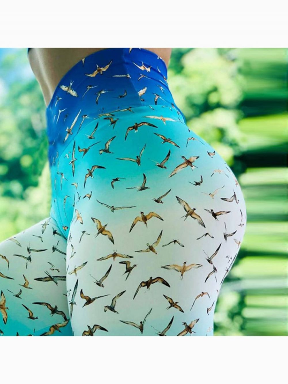 Gradient Bird Print Full Length Dameslegging Yogabroek Hoge Taille Tiktok-Legging