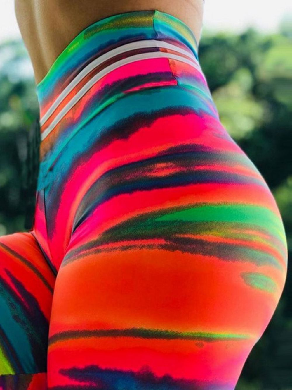 Gradiënt Polyester Ademende Print Yogabroek Over De Volledige Lengte Tiktok-Legging Met Hoge Taille