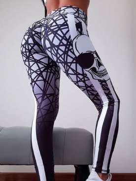 Kleurblokprint Volledige Lengte Gym Sport Yoga Broek Hoge Taille Tiktok Legging