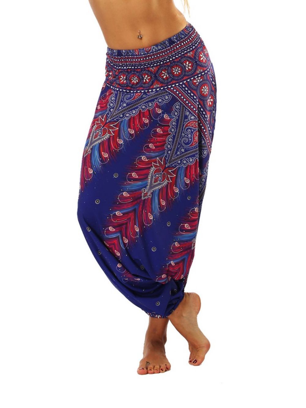 Losse Yoga-Harembroek Met Bohemien-Geometrieprint