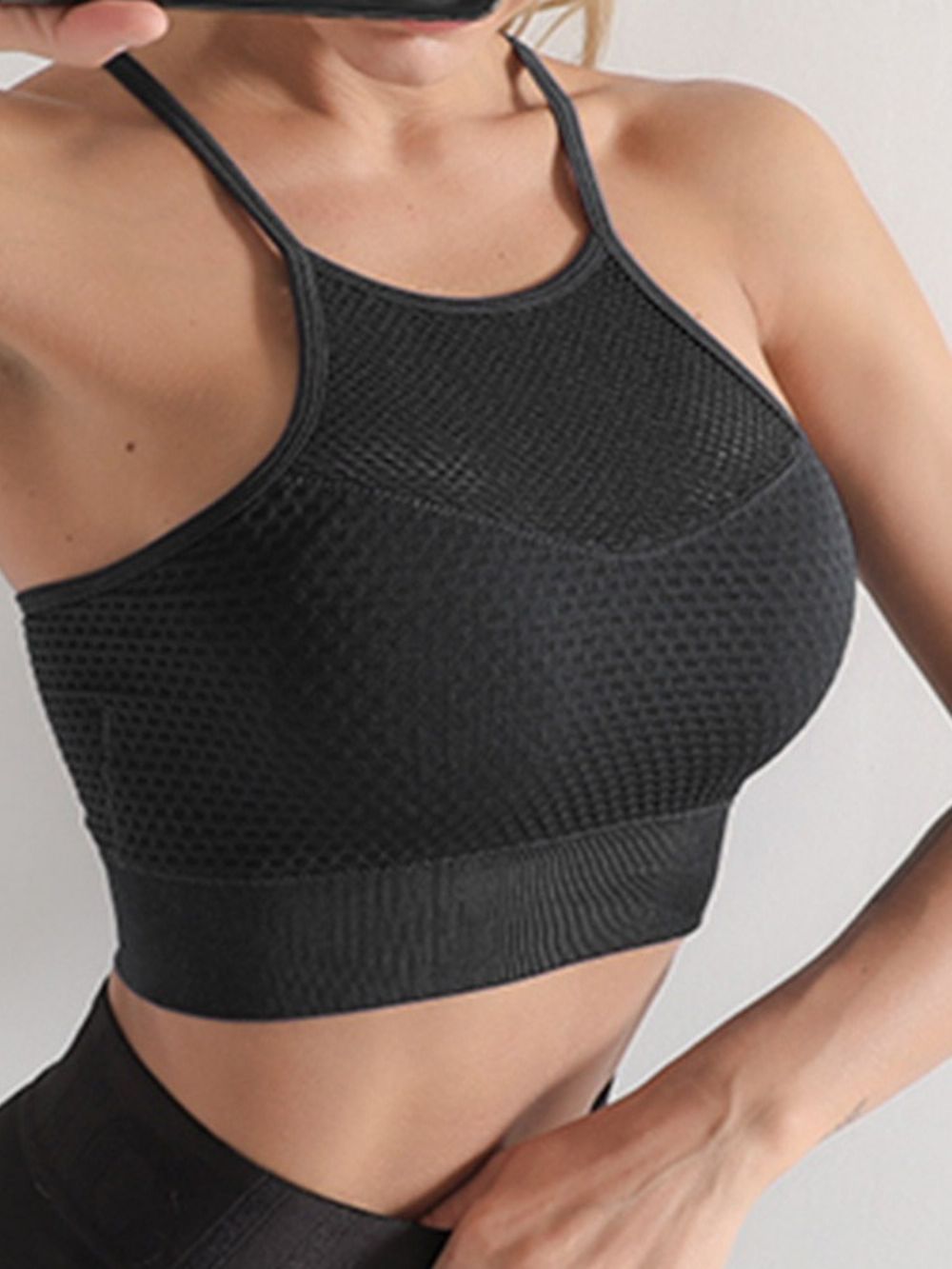 Mesh Solid Nylon Dames Pullover Tops