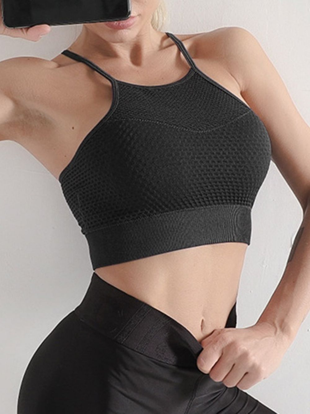 Mesh Solid Nylon Dames Pullover Tops