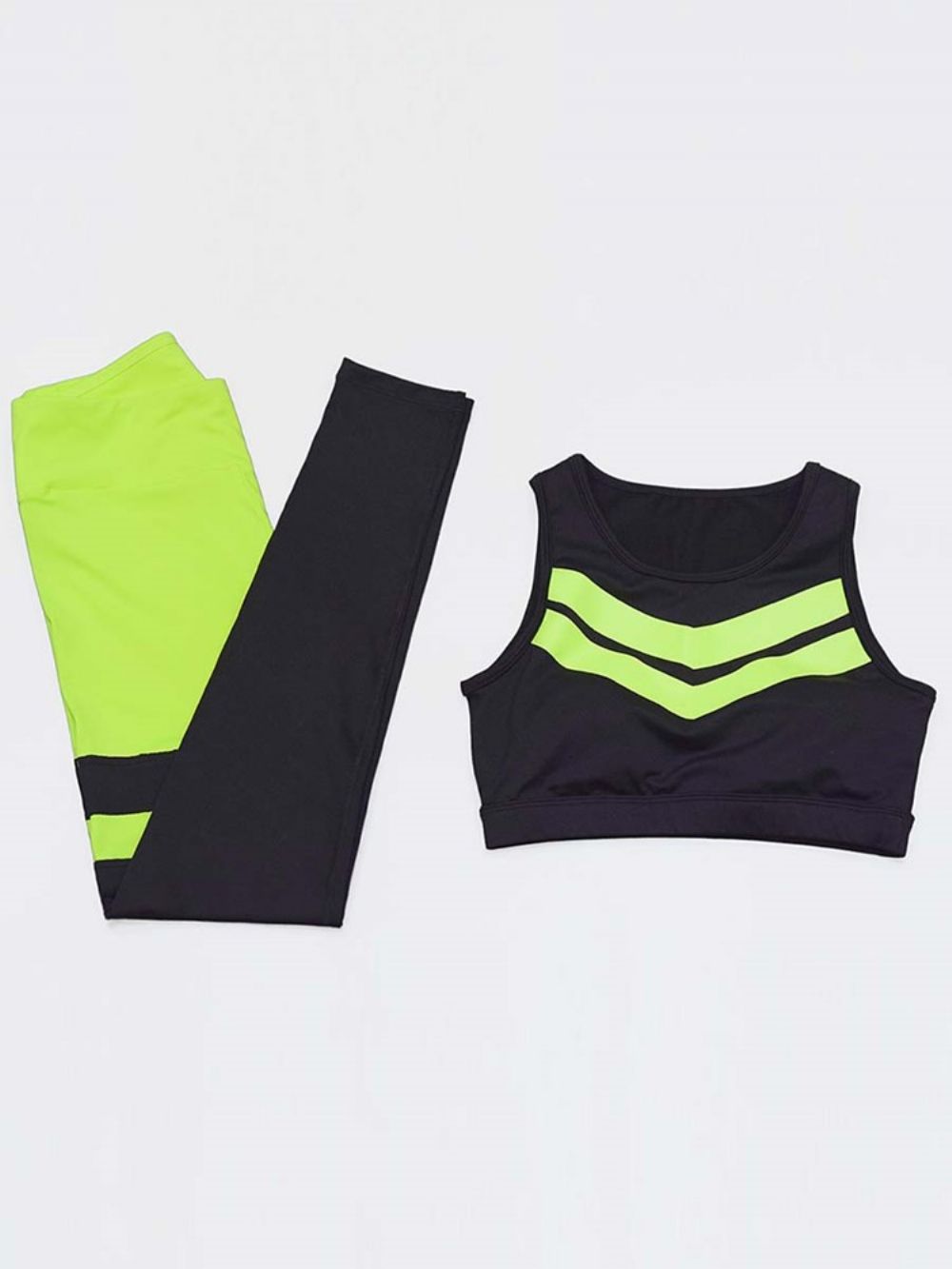 Patchwork Color Block Anti-Zweet Yoga Mouwloze Sportsets