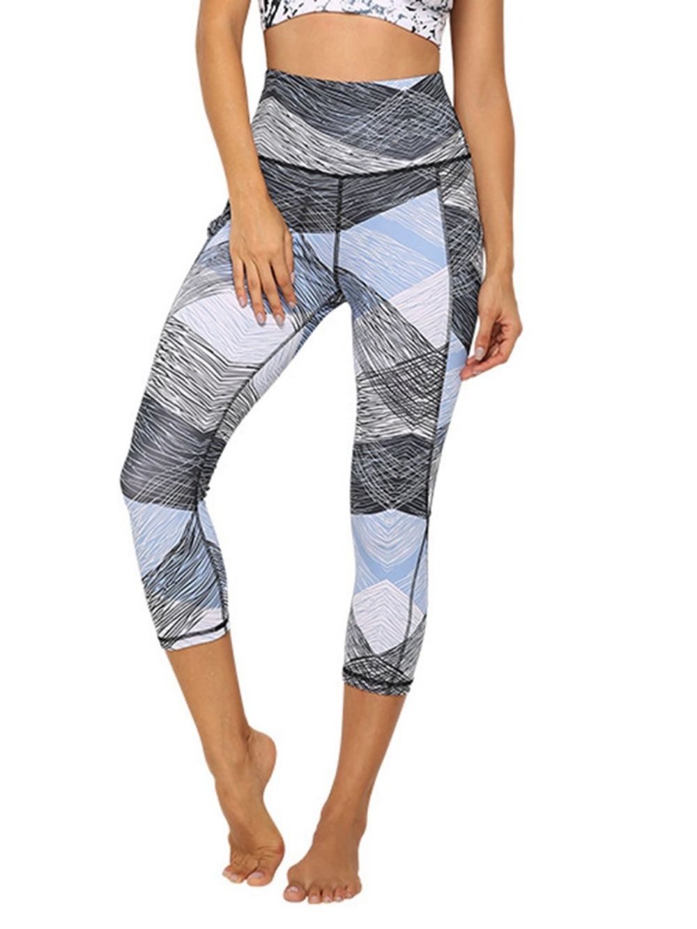 Polyester Sneldrogende Zakken Kleurblok Vrouwelijke Badminton Yoga Broek Hoge Taille Tiktok Leggings