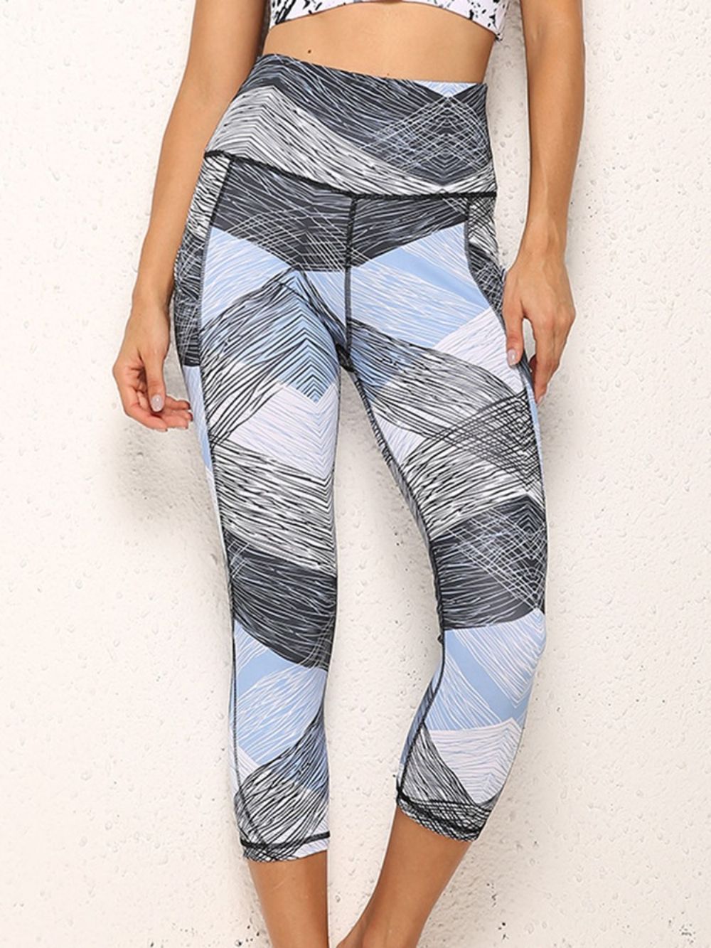 Polyester Sneldrogende Zakken Kleurblok Vrouwelijke Badminton Yoga Broek Hoge Taille Tiktok Leggings