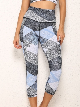 Polyester Sneldrogende Zakken Kleurblok Vrouwelijke Badminton Yoga Broek Hoge Taille Tiktok Leggings