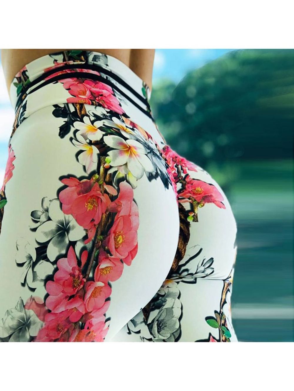 Print Floral Whip Nylon Hoge Taille Dameslegging Yoga Broek Hoge Taille Tiktok Legging