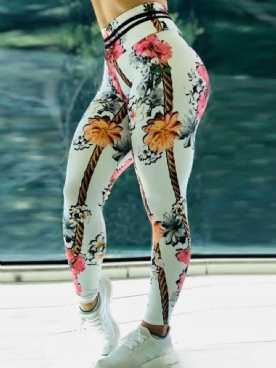 Print Floral Whip Nylon Hoge Taille Dameslegging Yoga Broek Hoge Taille Tiktok Legging