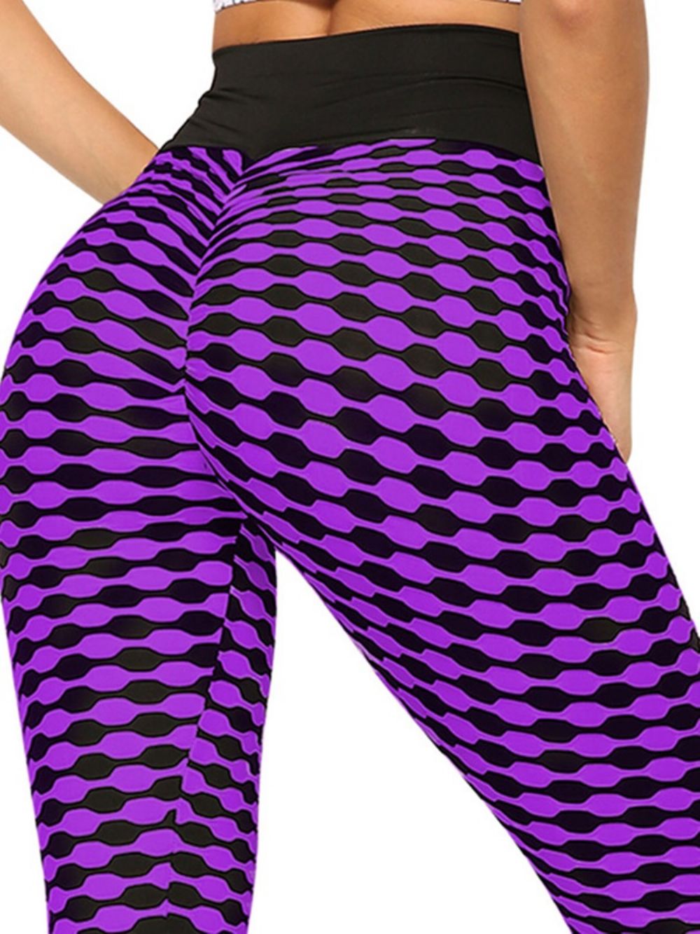 Print Gestreepte Anti-Zweet Polyester Yoga Broek Hoge Taille Tiktok Legging