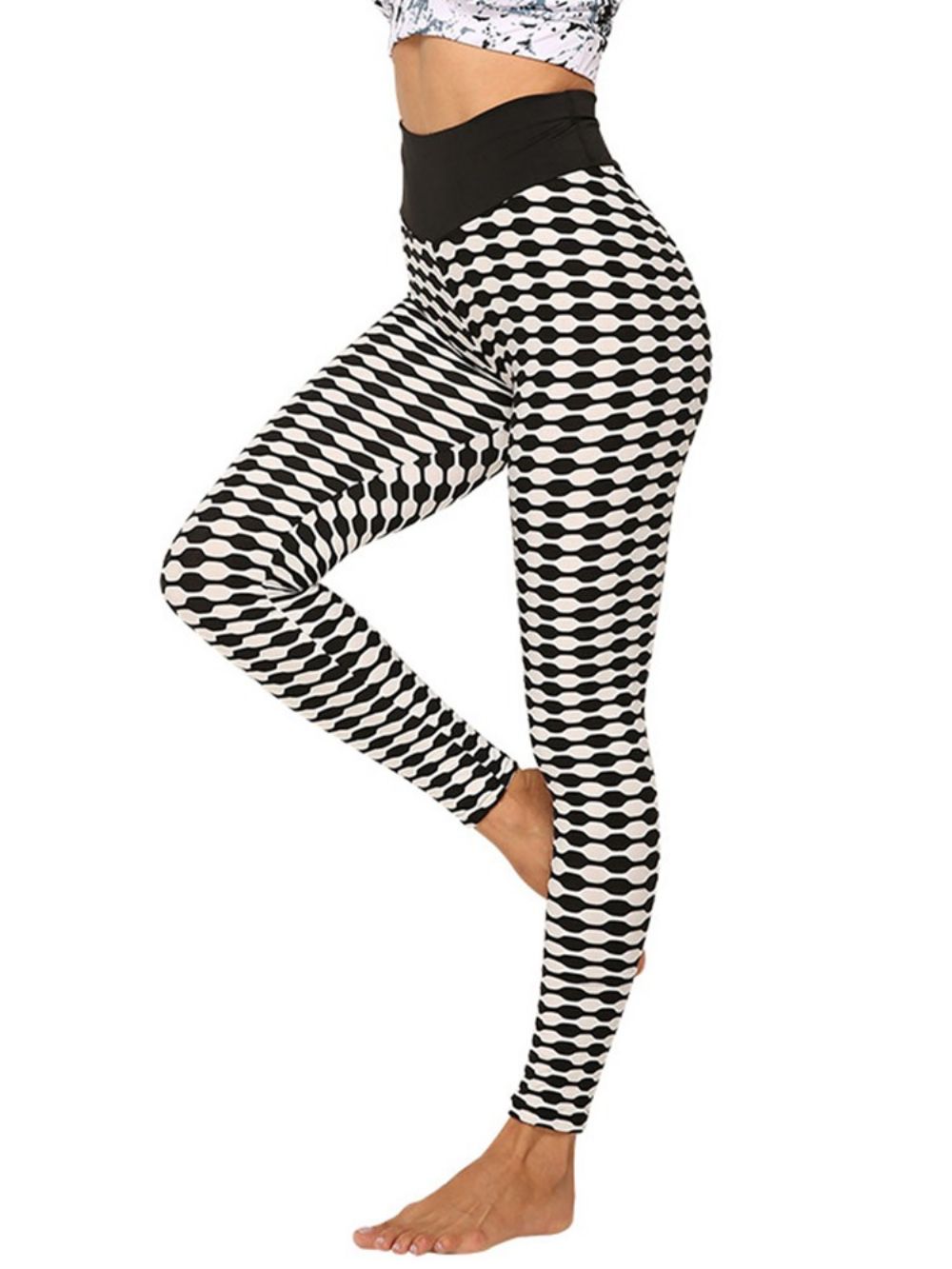 Print Gestreepte Anti-Zweet Polyester Yoga Broek Hoge Taille Tiktok Legging